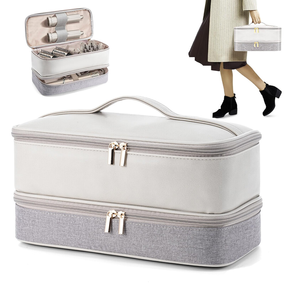 Hair Dryer Travel Case for Dyson Airwrap and Shark, DoubleLayer Storage Bag, Dustproof WaterResistant