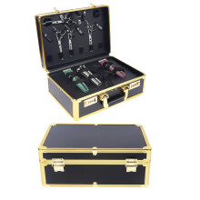 Barber Tool Case with Organized Storage and Secure Clipper Mount, Large Gold Travel Carrying Case