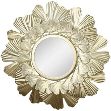 Rattan Wall Mirror 40cm Round Flower Design with Wrought Iron Frame for Living Room Bedroom Bathroom