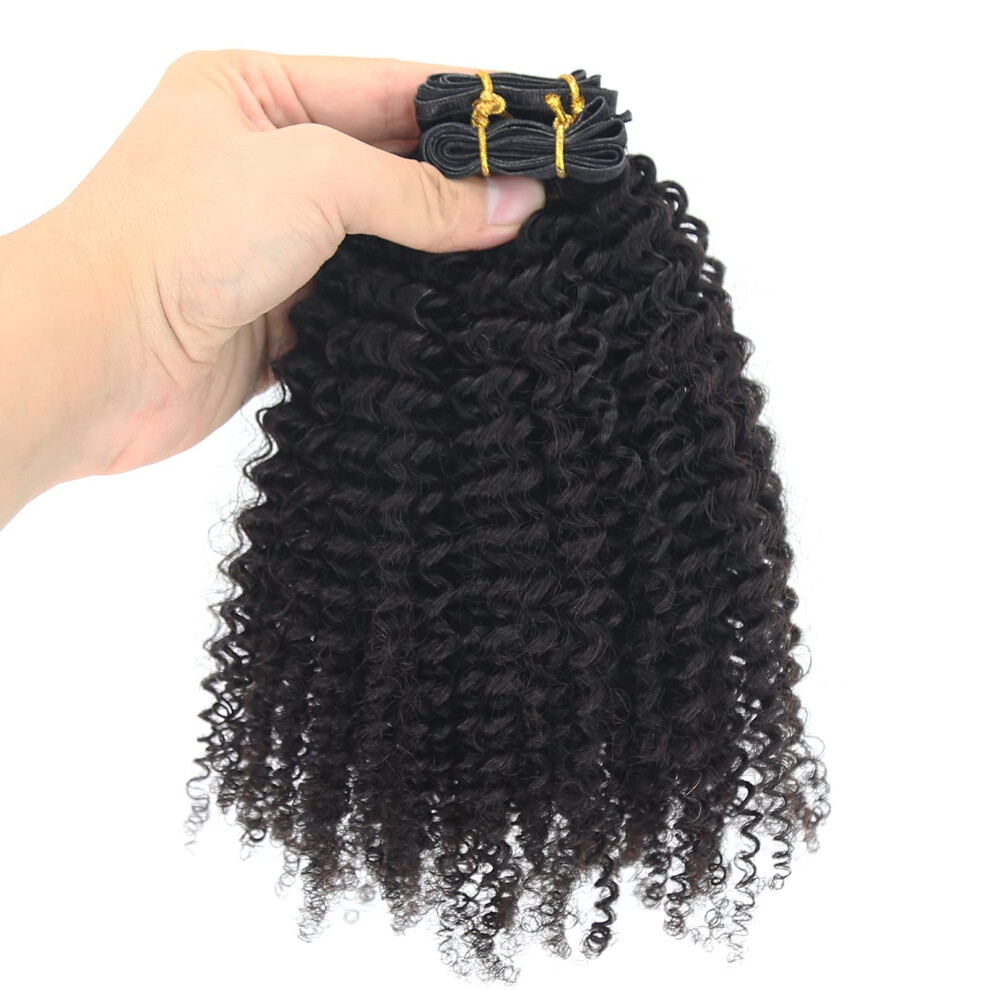 Unisex Afro Kinky Curly Hair Extensions Brazilian Virgin 4B 4C Ultrainvisible Flat Weft 100G Bundle