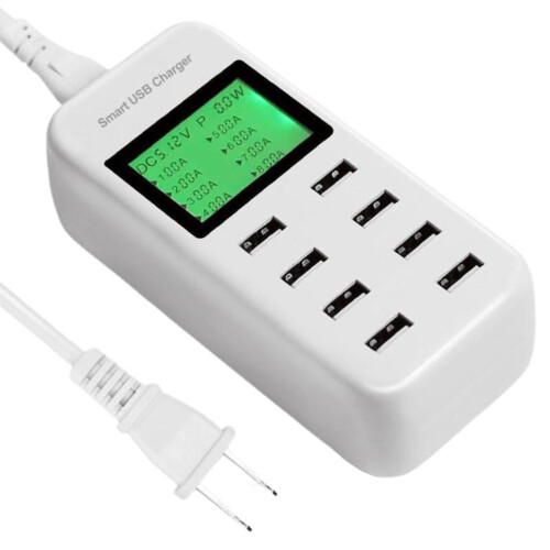 Σταθμός φόρτισης USB με οθόνη LCD, γρήγορη φόρτιση με τεχνολογία αυτόματης 1