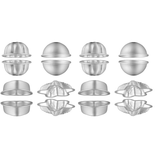 8Sets Silver Aluminum Alloy Bath Bomb Mold Set DIY Cupcake Baking Tool 1