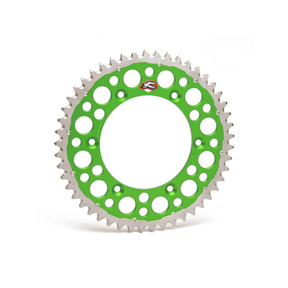 Renthal Twin Ring Rear Sprocket - Kawasaki Kx 125/250 1980-2008, Kxf 250/450 2004-24 - 49T Green 5026190150931