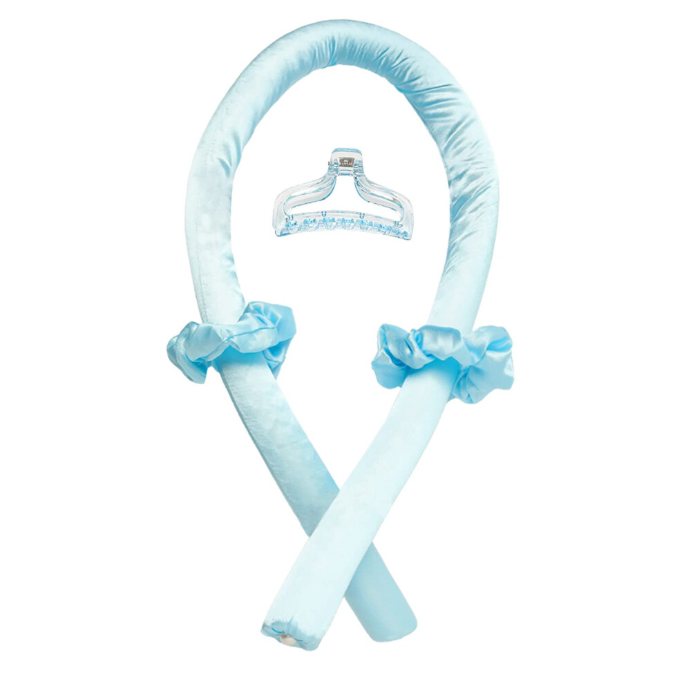 Blue Heatless Hair Curlers For Long Hair Overnight No Heat Curls Headband Soft Foam Rollers