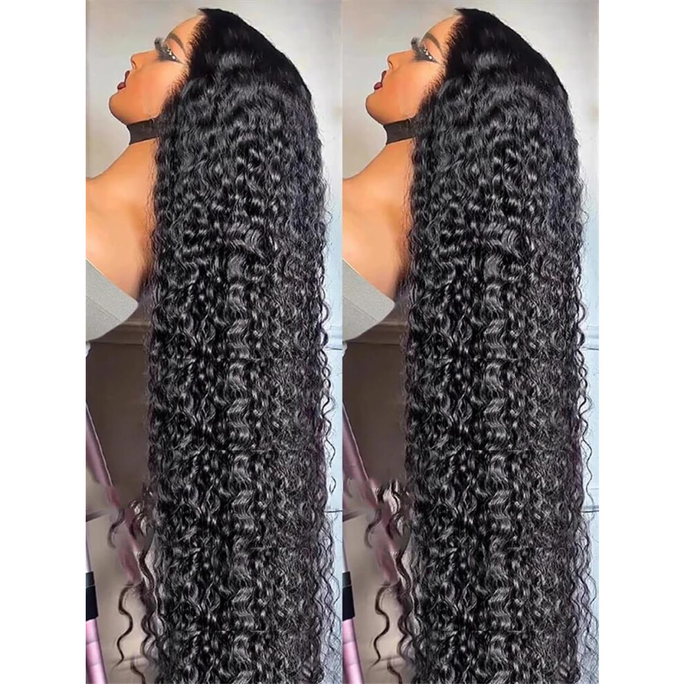 28 Inch 13x6 HD Lace Frontal Water Wave Human Hair Wig 180 Density Brazilian Curly Hair