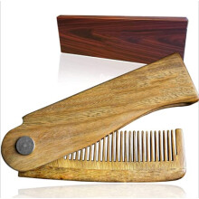 Wooden Beard Comb Sandalwood Folding Pocket Size for Men Hair Mustache Grooming Travel