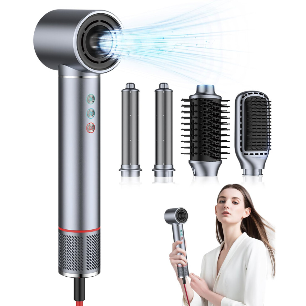 5 in 1 Hair Dryer Brush 13000 RPM Speed Hot Air Brush with Curling and Styling Attachments