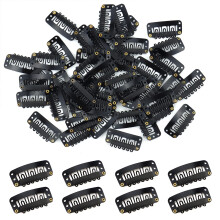 150 PCS UShape Wig Clips with Silicone Lining, 32mm Black Metal Hair Extension Clips for DIY