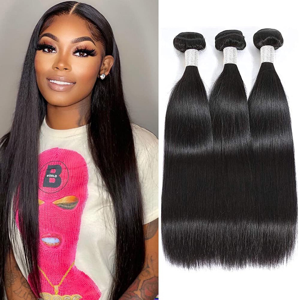 Unisex 10A Brazilian Straight Hair Bundles Virgin Human Hair Extensions Natural Color Unprocessed Weave With Natural Shine