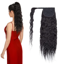 18 Inch Remy Human Hair Ponytail Extension Wrap Around ClipIn Ash Blonde for Instant Volume