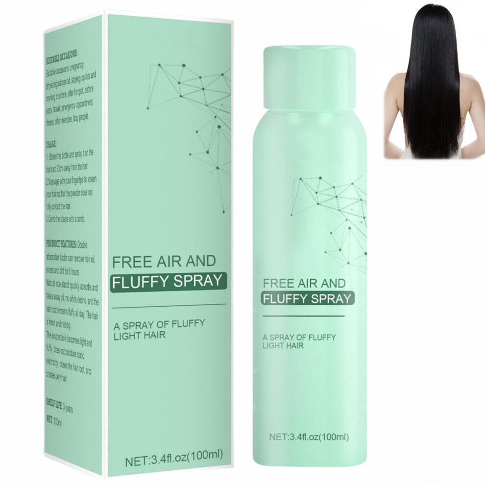 Volumizing Hair Spray with Instant Root Lift, Lightweight Airy Finish, No Wash Dry Hair Volumizer Green