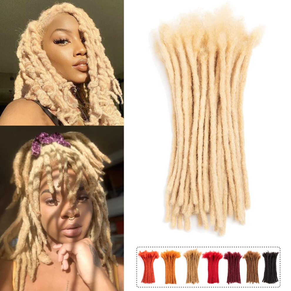 Unisex 8 Inch 0.4Cm Small Human Hair Dreadlock Extensions Blonde #613, 100% Human Hair Loc Extensions For Men Women Kids, 40 Strands