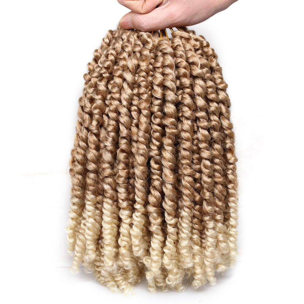Passion Twist Crochet Hair 12 Inch T27 613 Blonde Pre Twisted Braids Extensions, Lightweight Natural Look 2 Packs