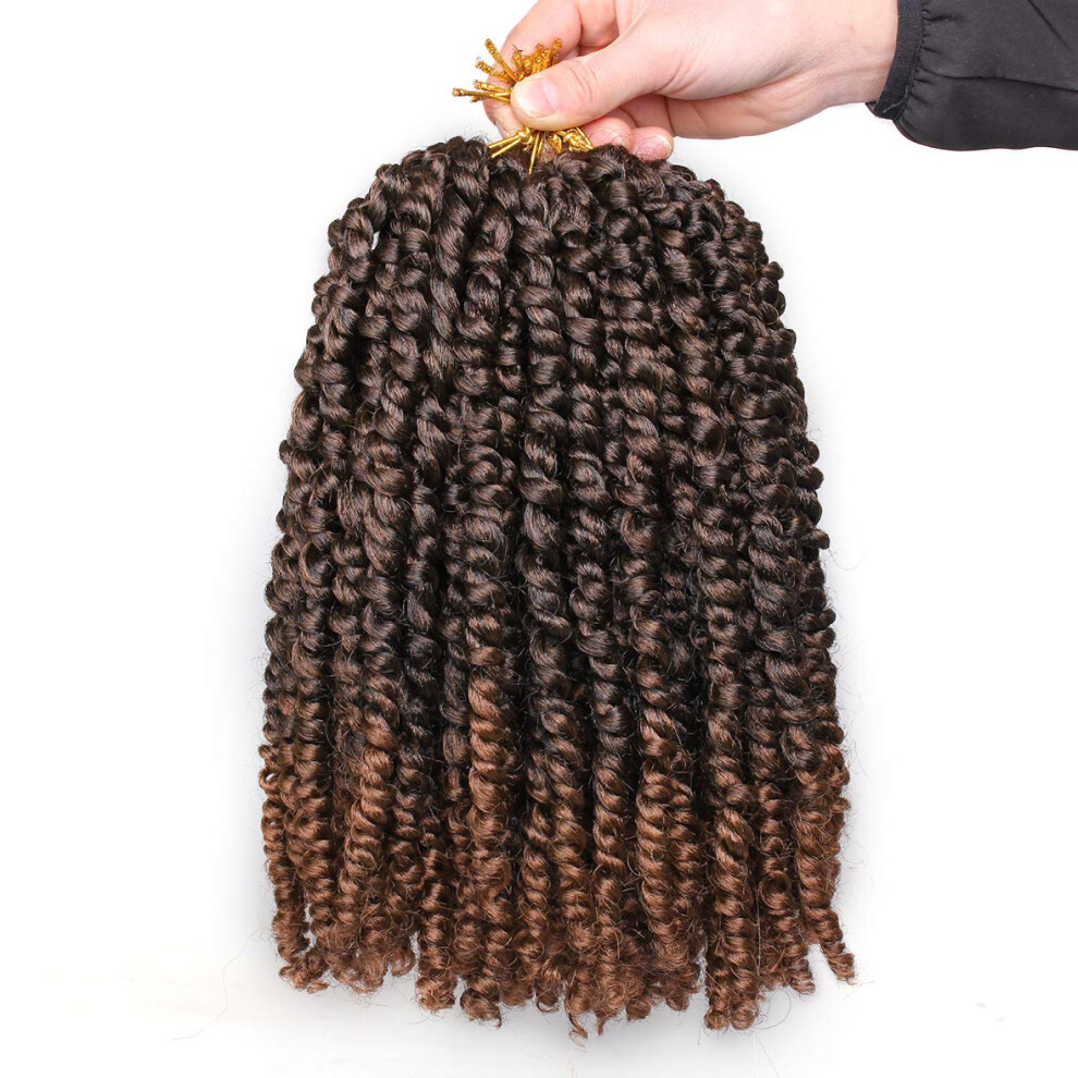 Unisex Passion Twist Hair 12 Inch T30 Prelooped Crochet Braiding Hair Extensions, Natural Bohemian Texture, Lightweight Frizz Resistant