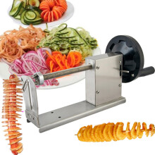 Potato Spiral Cutter with Hand Crank for Curly Fries, Tornado Chips, Hot Dogs, Fruits and Vegetables