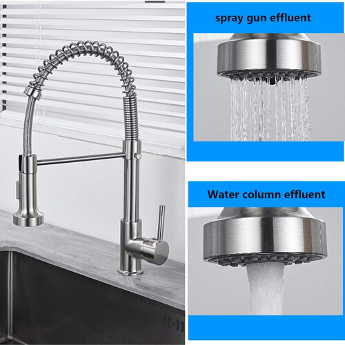 Kitchen Sink Faucet with Pull Down Sprayer, 360 Swivel Single Handle, 2 Modes Copper, Brushed Finish 2