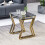 (Gold Leg+Blue Grey Clear Glass) Nested Coffee Table Set of 2, Stackable Side Tables 2