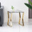 (Gold Leg+Blue Grey Clear Glass) Nested Coffee Table Set of 2, Stackable Side Tables 3