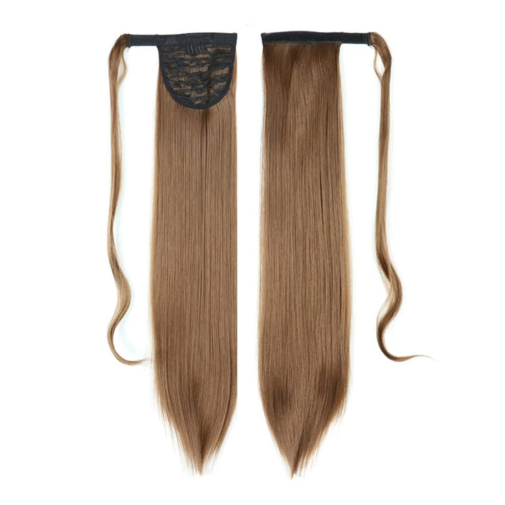 Unisex Synthetic Ponytail Hair Extension 24 Inch Wrap Around Long Straight Hairpiece For Natural Look
