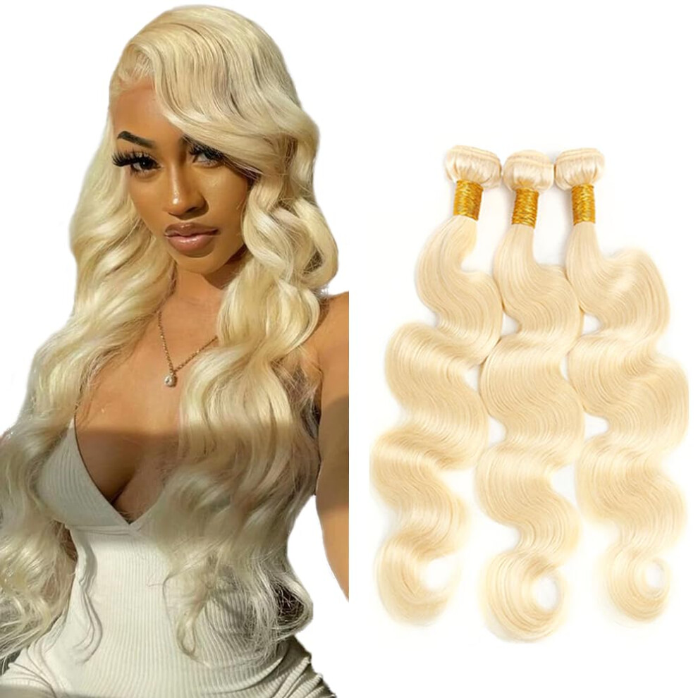 Unisex Brazilian Virgin Hair 613 Blonde Body Wave Bundles 242628 Inch Honey Blonde Extensions