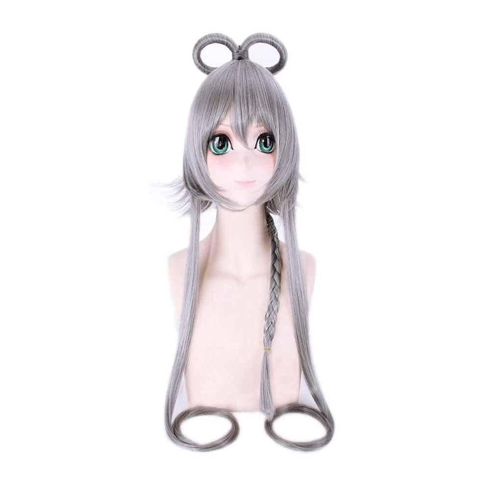 Unisex Silver Anime Cosplay Wig 120Cm Long Heat Resistant Synthetic With Prestyled Braids