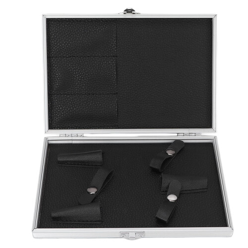 Hairdressing Scissors Case Double Layer Waterproof PU Leather Barber Tool Storage Box Black 2