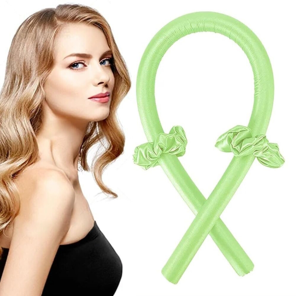 Green Heatless Hair Curlers Set With Heatless Curl Technology For Overnight Loose Waves,