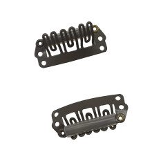 Hair Extension Clips UShape Metal Snap 30mm with Soft Rubber Backing Dark Brown Secure Grip