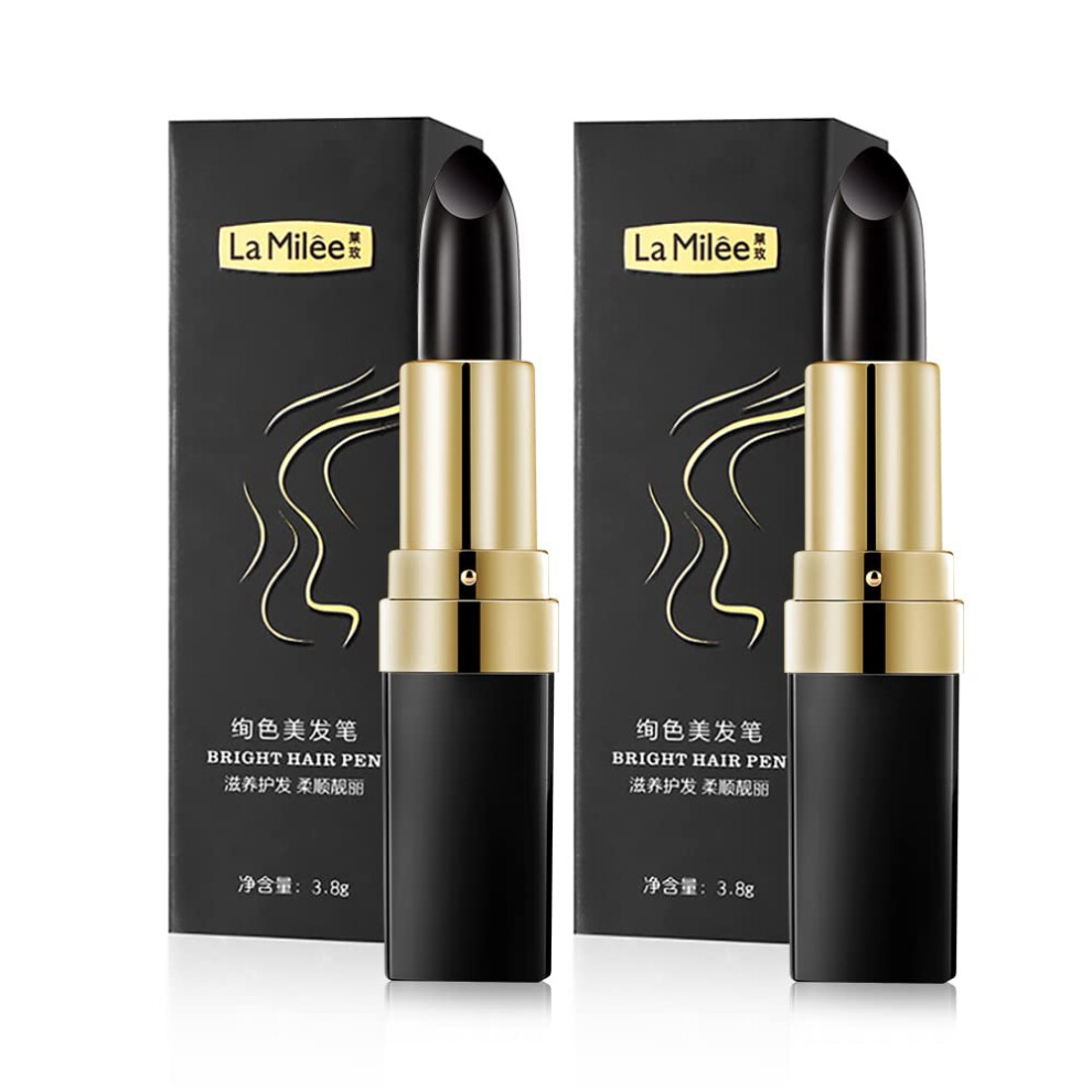 Black Hair Root Touch Up Stick For Instant Gray Hair Coverage, Quick Dry, 3.8G, 2 Pack