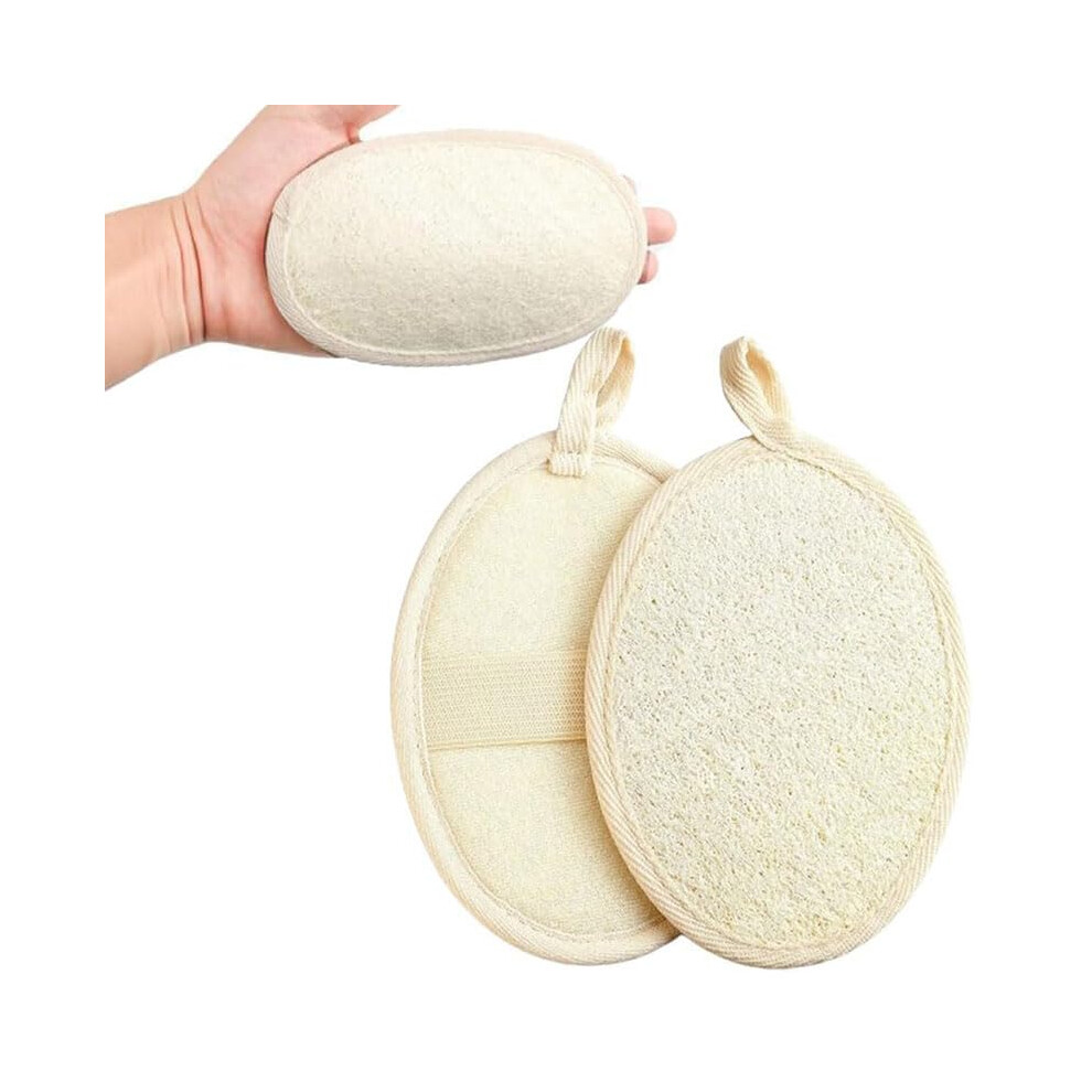 Loofah Bath Sponge 2 Pack Natural Exfoliating Body Scrubber for Women and Men, Biodegradable Luffa Kitchen Cloth (S)
