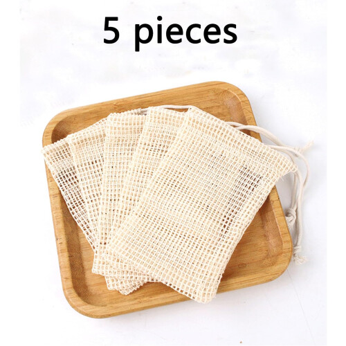 Sisal Soap Saver Bag Exfoliating Mesh Pouch with Drawstring for Bath Shower, 5 Pack 2