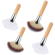 Facial Fan Brush Set of 4 Soft Bristle Highlighting Blush Loose Powder Brushes for Women