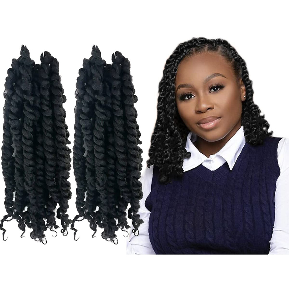 Unisex Passion Twist Crochet Hair 14 Inch Bohemian Braids Extensions Yaki Texture Lightweight 2 Packs 1B