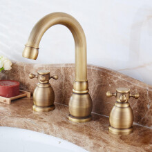 Black Kitchen Faucet 360 Swivel Spout Dual Cross Handle Basin Mixer Tap for Hot and Cold Water