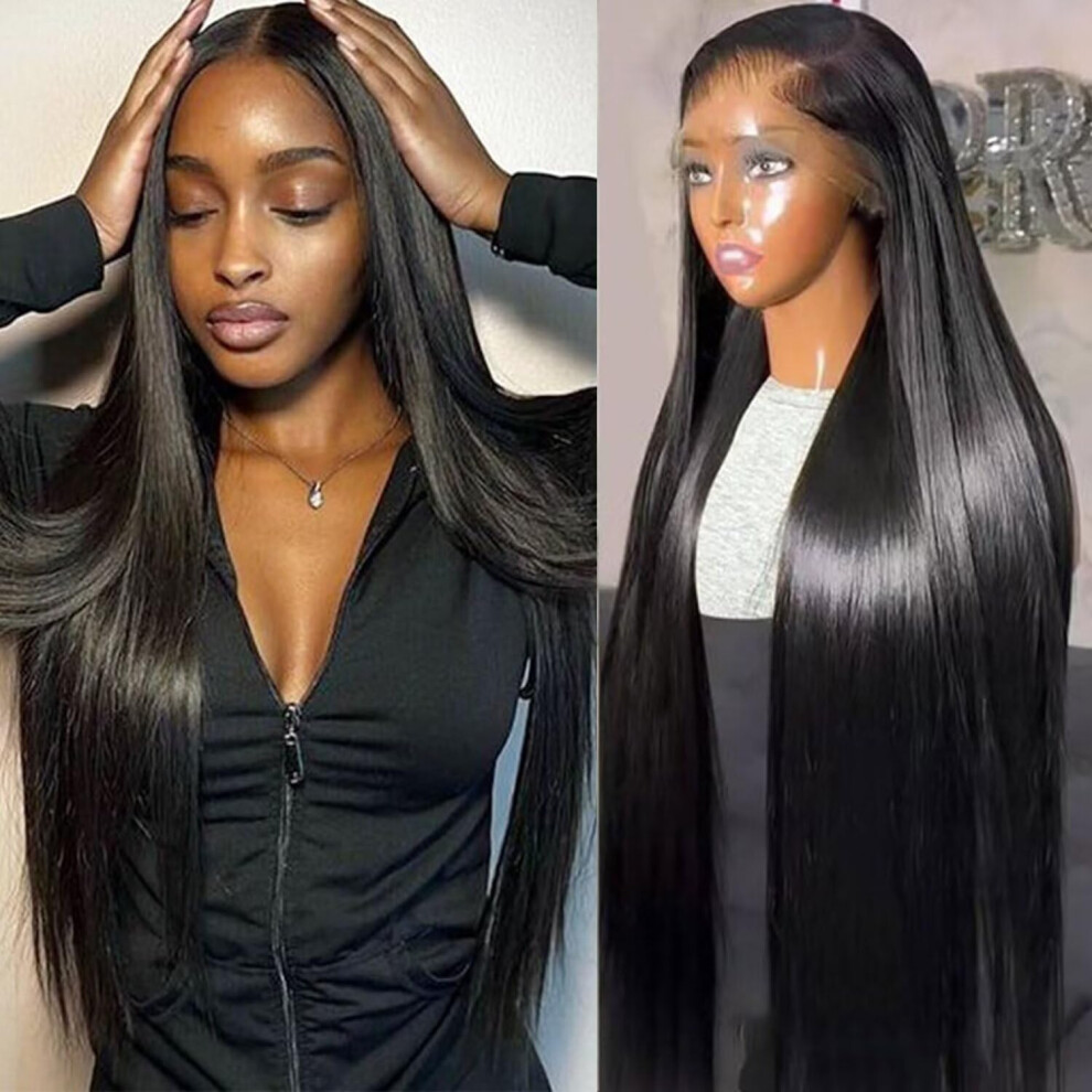 Unisex 24 Inch 13X6 Hd Lace Front Wig 210% Density Virgin Human Hair Natural Color Full Frontal