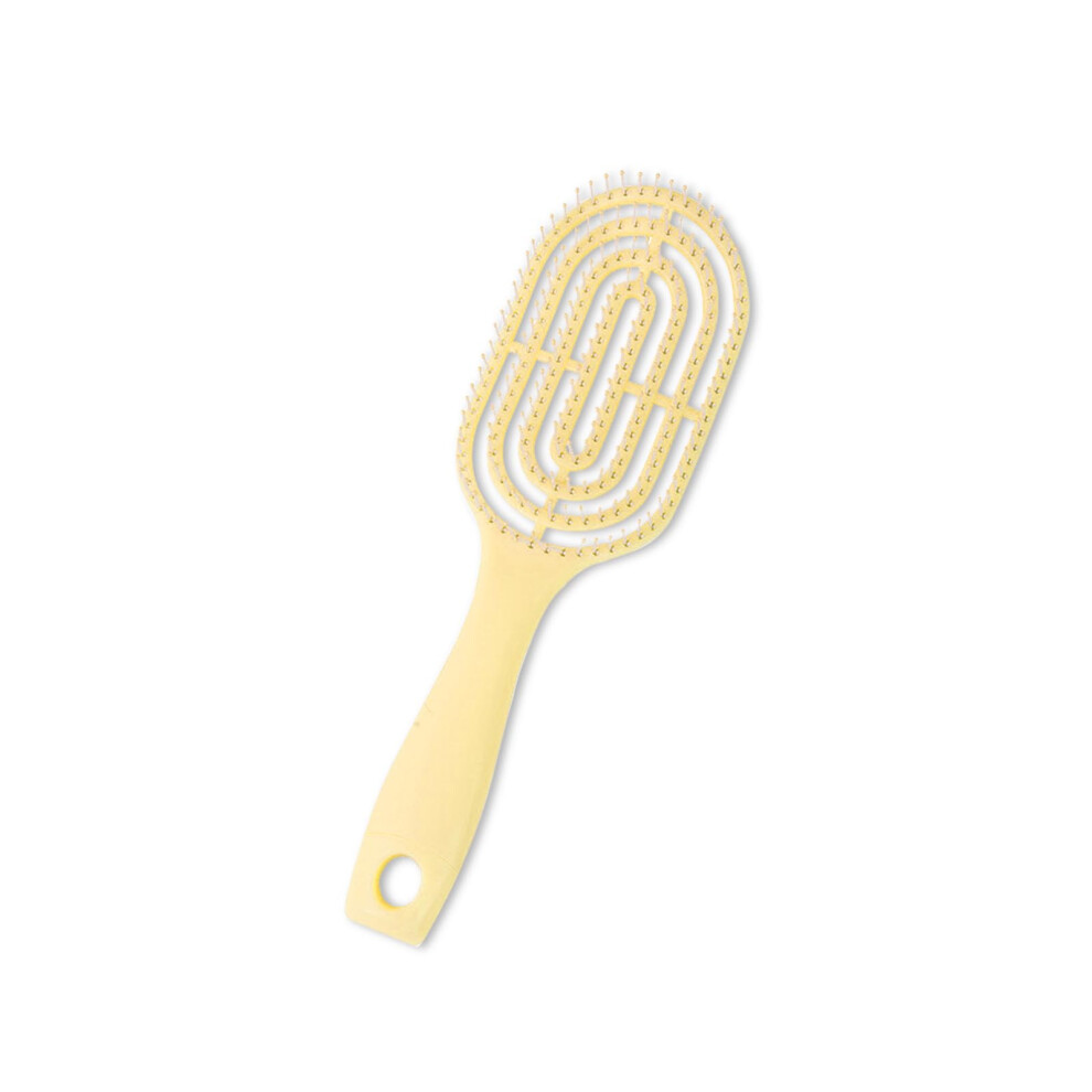 Yellow Hair Brush Roundhead For Wet And Dry Hair, Fast Blow Drying, Gentle Detangling, Finish