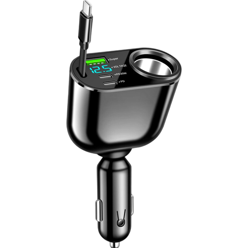 Car Charger Adapter Usb Fast Charging With Retractable Cord For Trucks Suvs Sedans Rvs 9365369284371