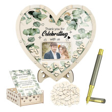 Wedding Guest Book Wooden HeartShaped Alternative for Ceremony Beach Outdoor Bridal Shower