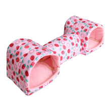 Hamster Tunnel Bed Soft Washable House for Chinchilla Ferret Bunny and Small Pets Pink