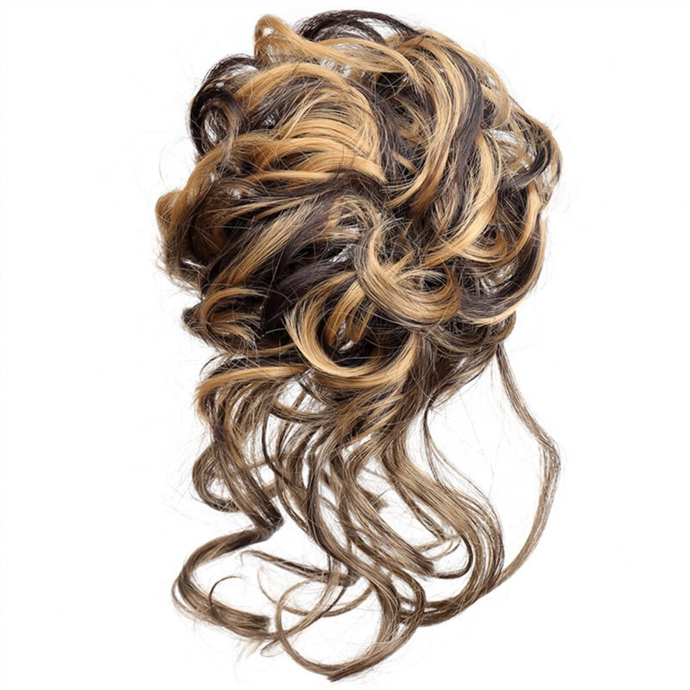 Messy Bun Hair Piece Extension for Women, Curly Tousled Bun with Elastic Band, Instant Volume Boost