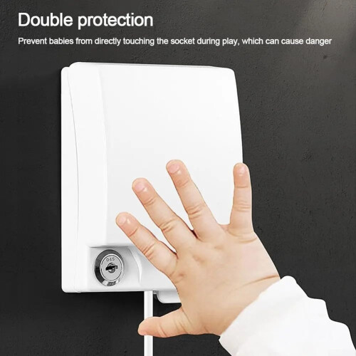 Waterproof Outdoor Lockable Socket Box with Key for 86 Type Electrical Outlet Safety (White) 1