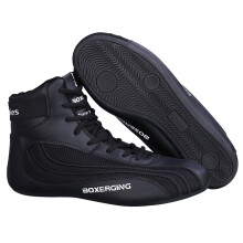 Men's Wrestling Boxing Shoes Boots, Breathable Lightweight Mesh Footwear for Training, Fighting, Powerlifting, Bodybuilding – 33EU Black