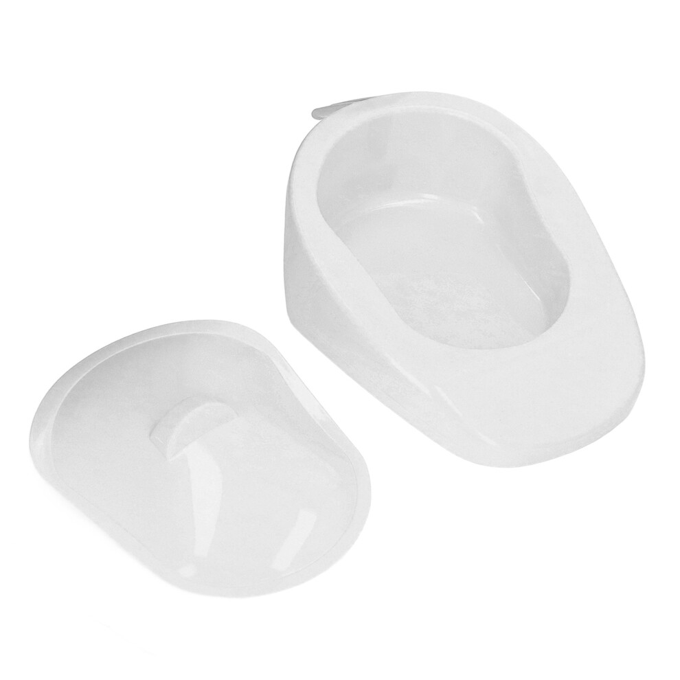 Portable PP Bedpan with Lid, Handle, 41x27.2x11.5cm White