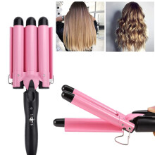Hair Waver 1 Inch Triple Barrel Curling Iron for Beach Waves, Fast Heatup Ceramic Wand with Frizz Reduction and Dual Voltage