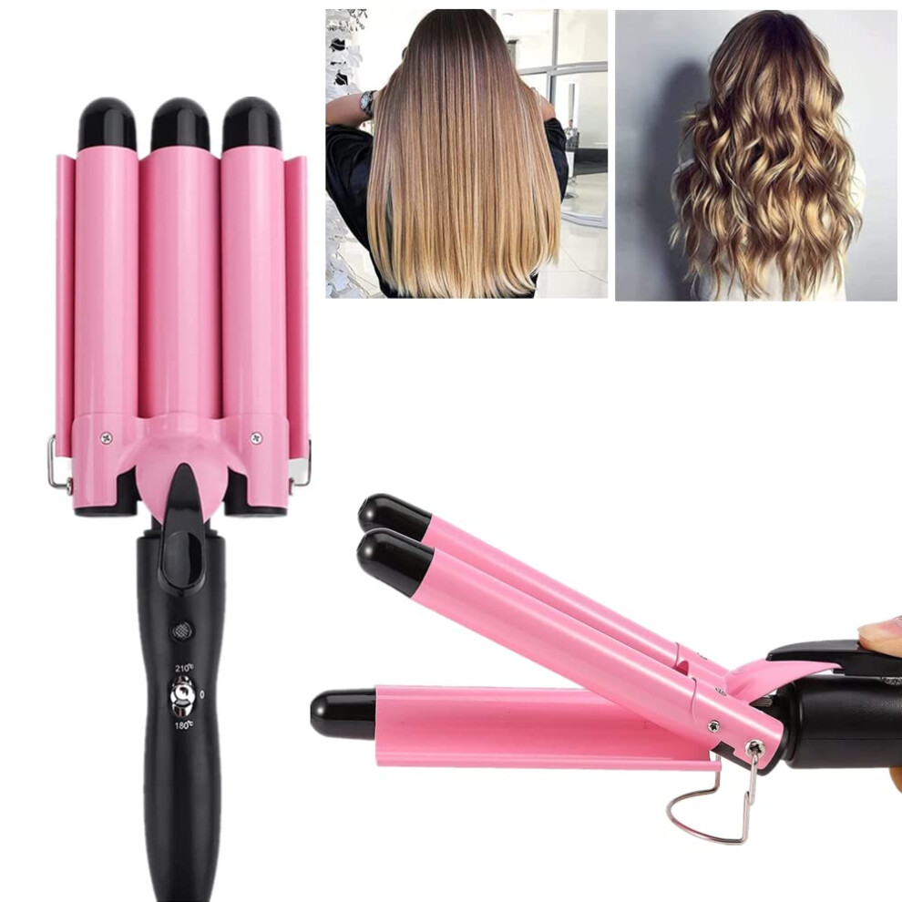 Hair Waver 1 Inch Triple Barrel Curling Iron for Beach Waves, Fast Heatup Ceramic Wand with Frizz Reduction and Dual Voltage