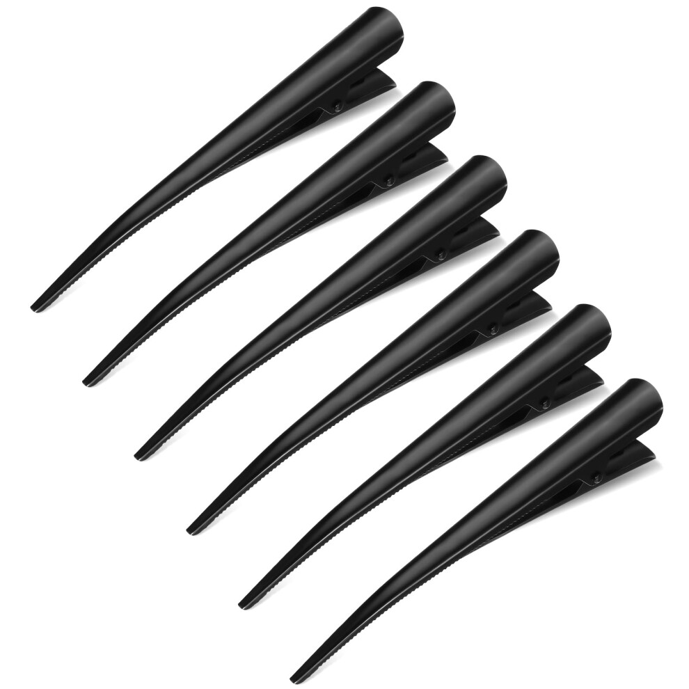 Unisex Black Alligator Hair Clips 6 Pack Metal Nocrease Antislip Salon Hair Sectioning For All Hair Types