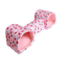 Hamster Tunnel Bed Cozy Strawberry Hideout for Guinea Pig, Rabbit, Gerbil and Small Pets
