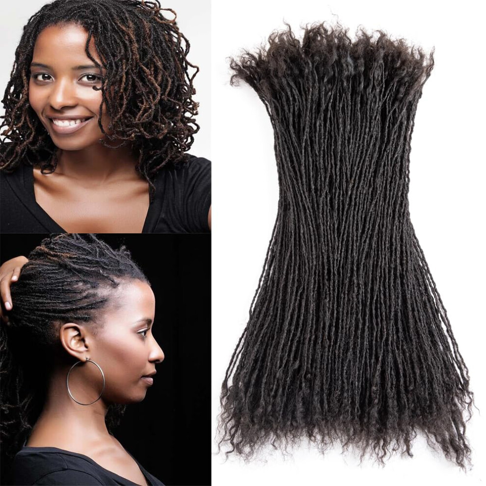 Unisex Human Hair Dreadlock Extensions 0.1Cm Micro Locs Afro Kinky Sister Locs Handmade Dye Bleach Ready