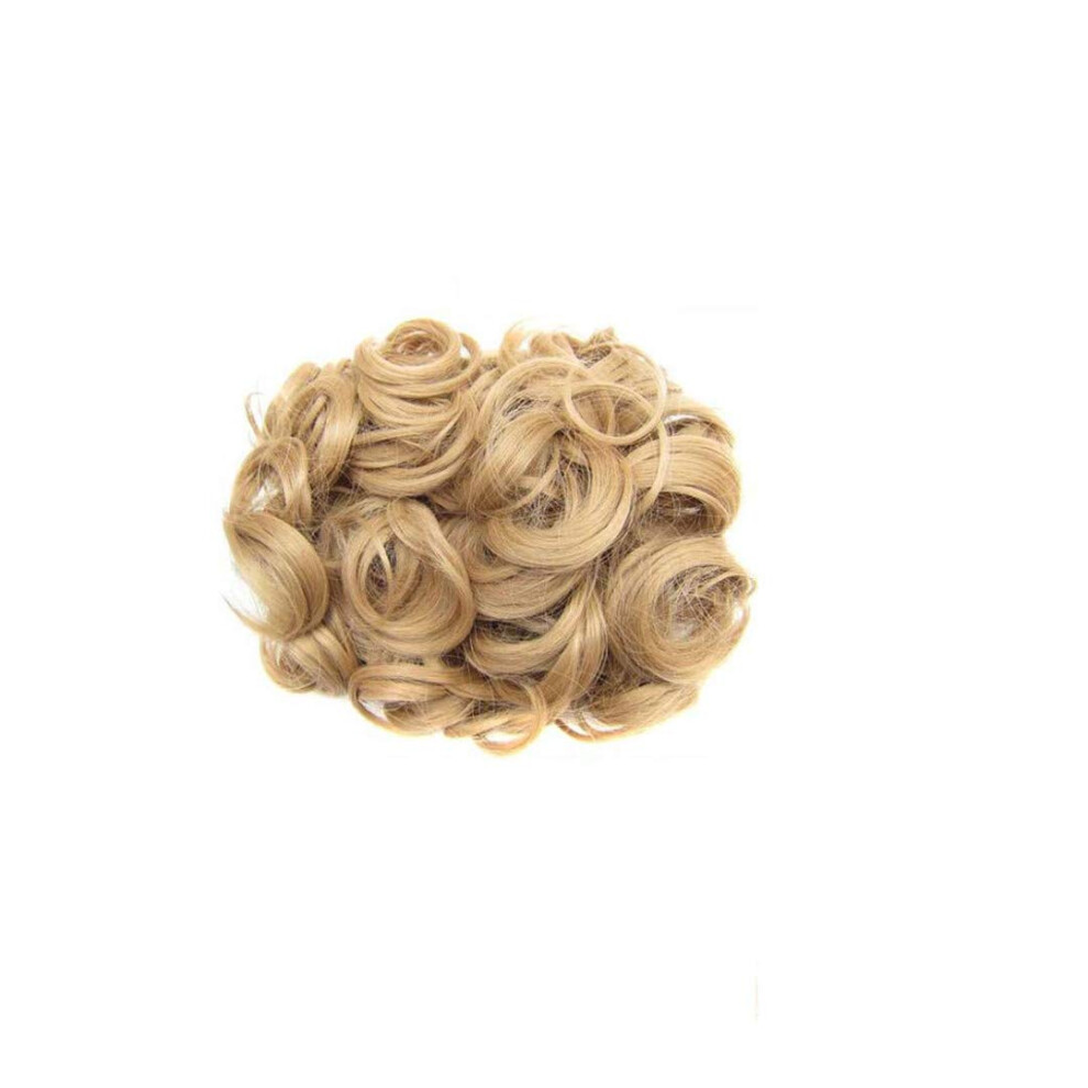 Unisex Gray Curly Hair Bun Extension With Combs, Synthetic Chignon Hairpiece For Women, Heatstylable