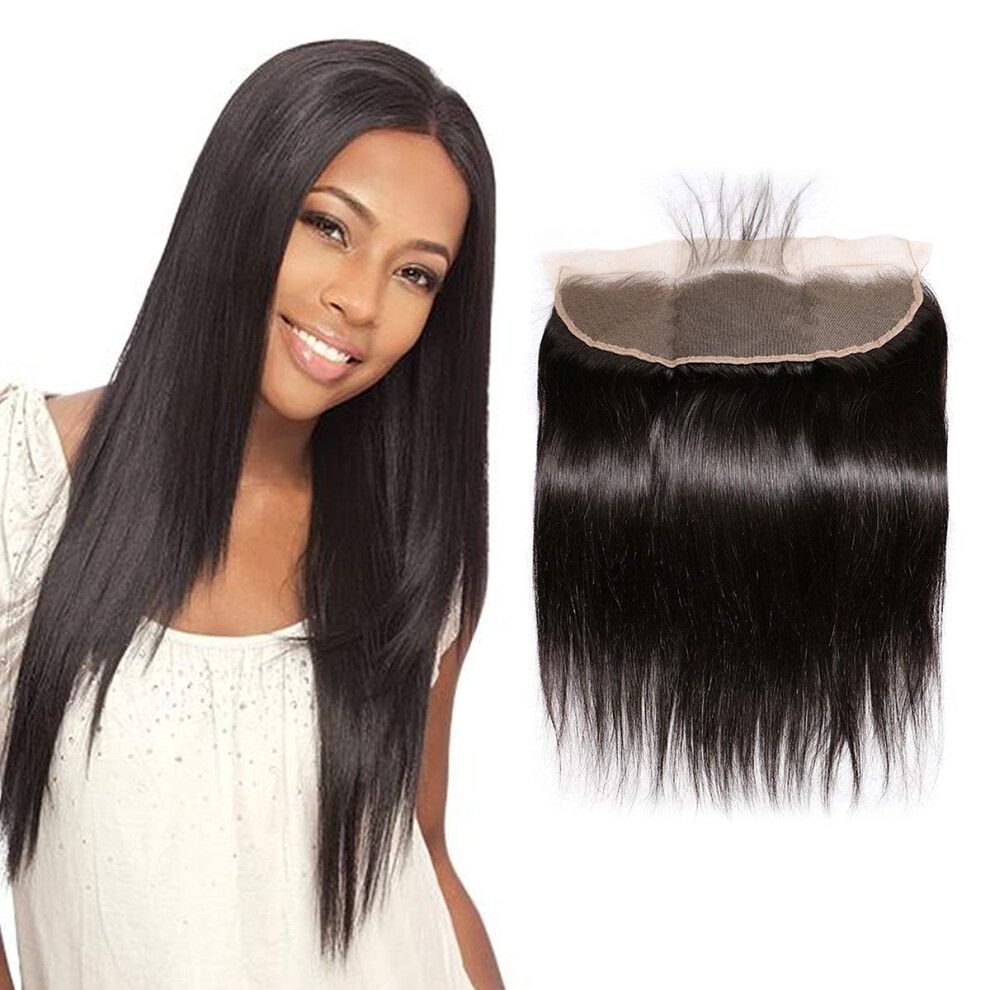 Human Hair Lace Frontal 13x4 Brazilian Straight with Baby Hair 130 Density Silk Base 20 Inch